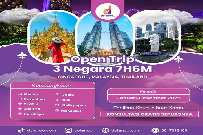 Tour 3 Negara Bersama Dolanoo Liburan Praktis Menjelajahi Singapore, Malaysia, dan Thailand
